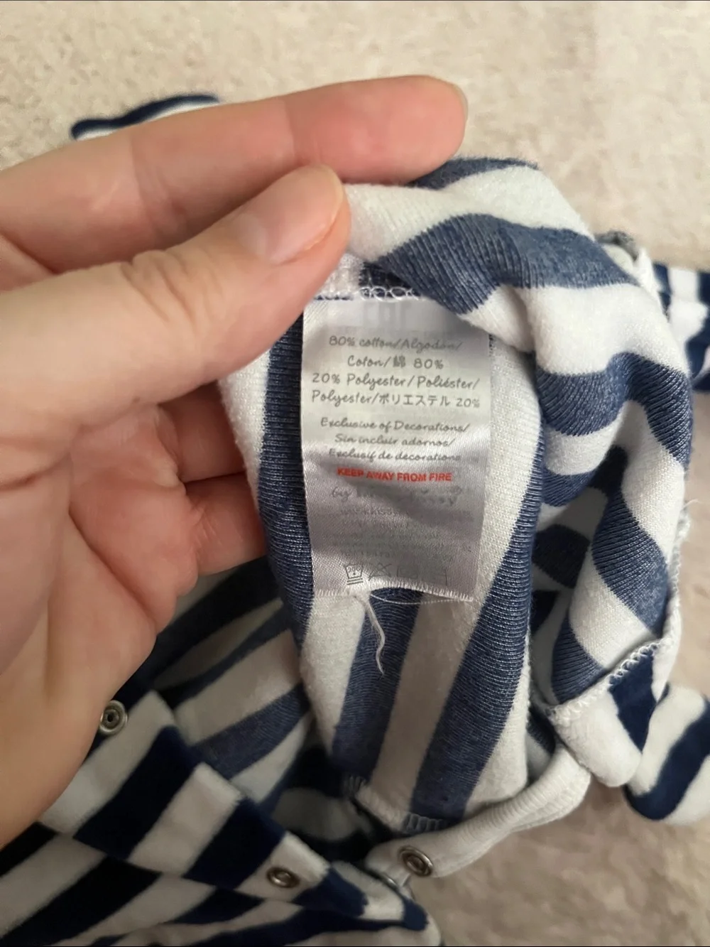 Kissy Kissy Navy and White Striped Footed One-Piece